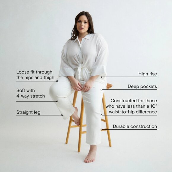 Universal Standard Etta High Rise Straight Leg Jeans 28 inch - white size 12 - Picture 6 of 6